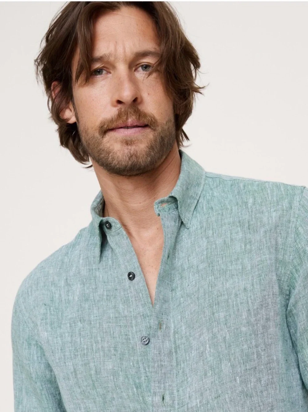 NWT Banana Republic Slim Fit Linen Light Green Shirt Sz M (#893186)